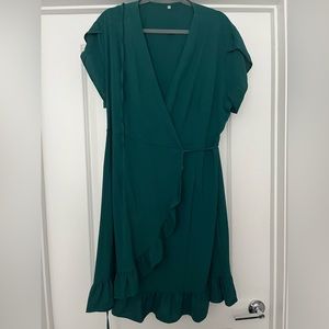 Emerald green wrap mini dress